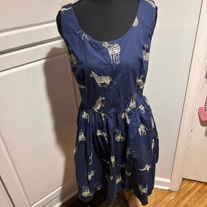 Navy Dress with Zebra Print ModCloth